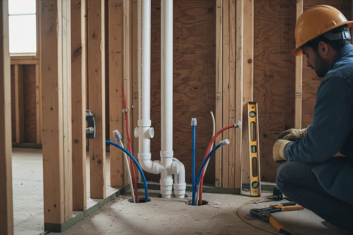 Drain and supply rough-in during Leak Detection in Palm Beach